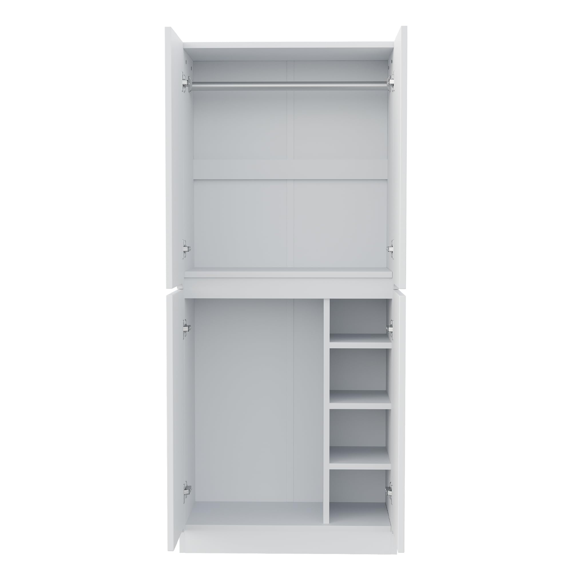 Armadio 70 × 40 × 170 cm, design a doppia porta con piccolo vano portaoggetti, bianco