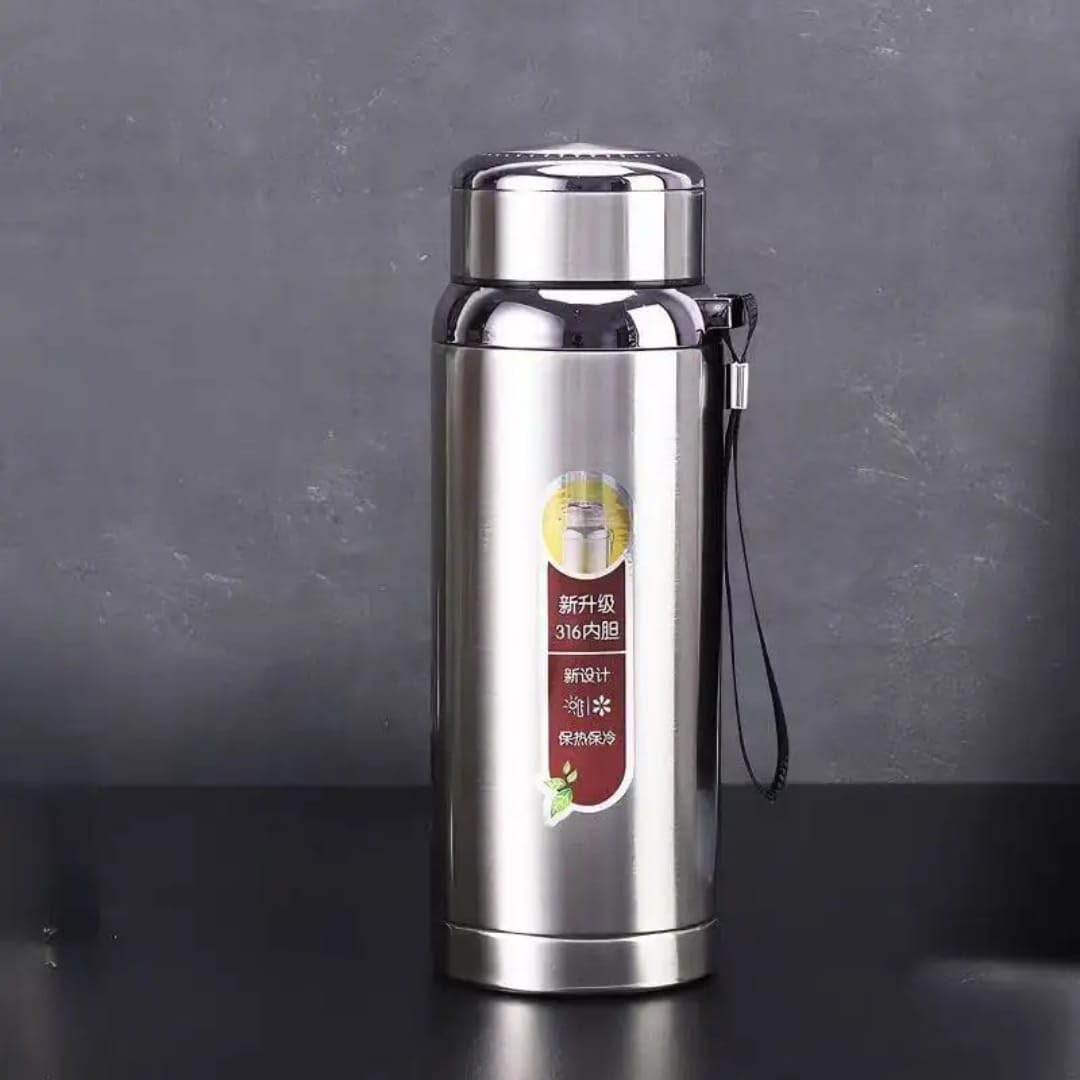 Stainless Steel Insulated Water Bottle | Hot & Cold Flask for School, Office, Home, Gym | Leakproof, Rust-Free, Reusable Metal Water Bottle (Silver, 800 ml)