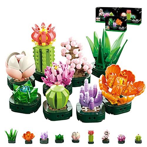 Colección botánica de flores de bonsái compatible con las suculentas de Lego, set de bloques de construcción creativos de flores artificiales, pantalla para el hogar o la oficina Cover