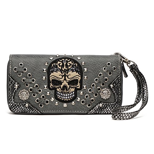 Punk Gothic Rock Metallic Skull Rivet Studded Skeleton Purse Sugar Skull Women Handbag Fashion Shoulder Bag Wallet Set3
