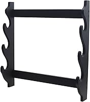 Vista 1 de SZCO Estante de exhibición de pared Three Sword – Soporte de madera de 3 niveles para samuráis, katana y espadas coleccionables – Percha de pared