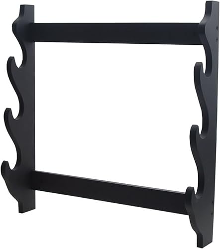 SZCO Estante de exhibición de pared Three Sword  Soporte de madera de 3 niveles para samuráis, katana y espadas coleccionables  Percha de pared de