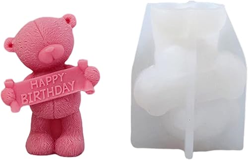 Miniatura 2 de NUEAYMS Lindo molde de silicona de vela con forma de oso para decoraciones de escritorio hechas a mano yeso resina epoxi vela molde de silicona para