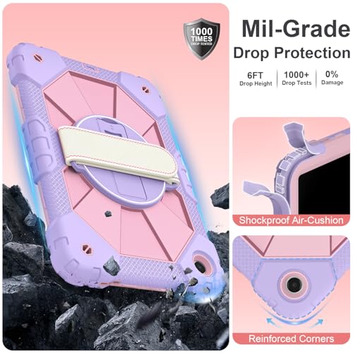 Image of Nitupai Case for Galaxy Tab A11+ Plus 2025 / A9+ 2023 11 Inch, Purple Rose | Rugged Samsung Tab A11 Plus Case Galaxy A9+ Tablet Cover with 360 Rotating Hand Strap Stand Shoulder Strap Screen Protector