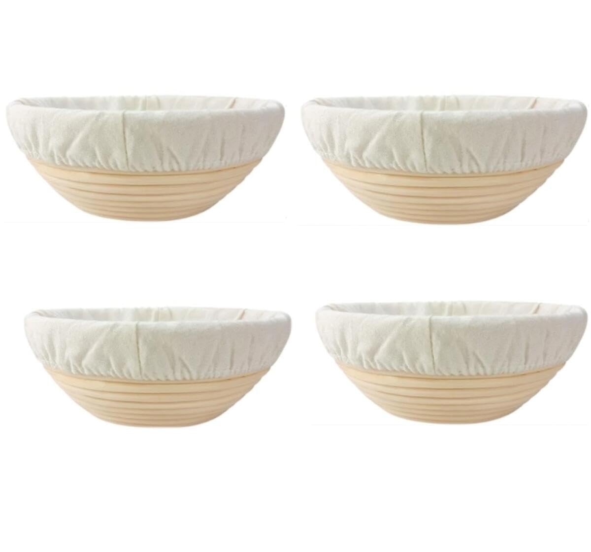 YJIUYUANQ (18x9cm/7.1x3.54inch) Bread Proofing Basket Round Sourdough Proofing Bowls for Artisan Bread Making for Professionals and Home Bakers,Set of 4PCS