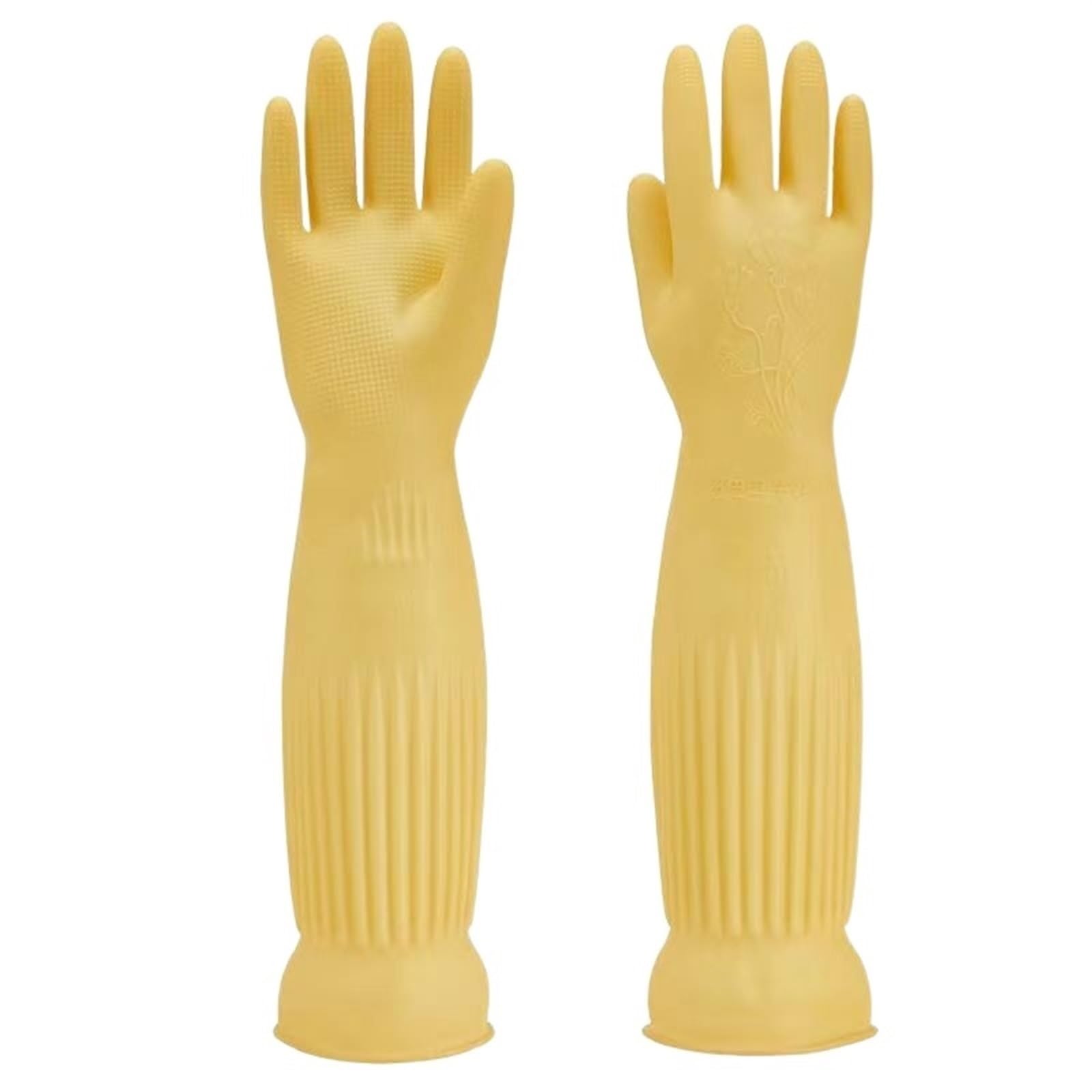 Guantes domésticos de lavado de caucho impermeable Latex Dishwashing Gloves, Non Slip Kitchen Cleaning Rubber Gloves(Giallo)