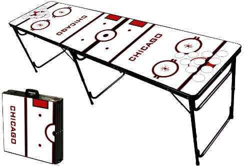 Exclusive Discount 🔥 8-Foot Professional Beer Pong Table w/Holes - Chicago Hockey Rink Graphic