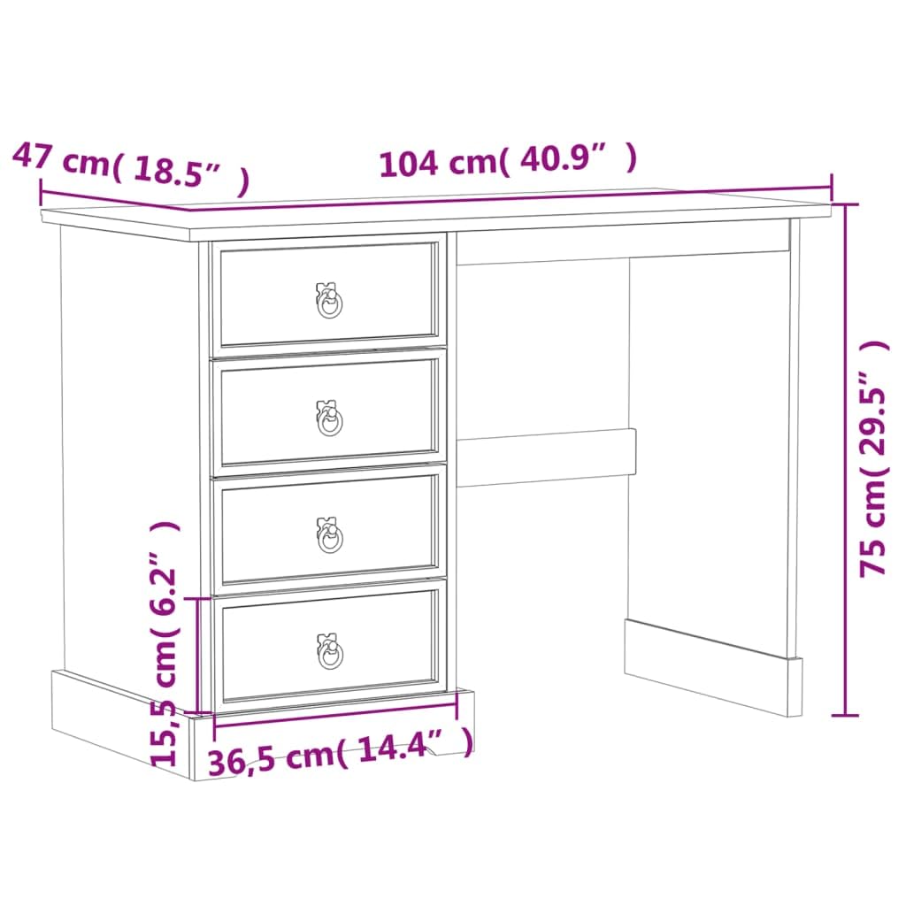 Desk Tavolo Gaming Scrivania Ufficio Tavolo Consolle Toeletta Corona 104x47x75 cm in Legno Massello di Pino per Studio Camera Da Letto Sala Studio Soggiorno