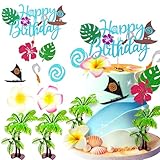 JeVenis Hawaii Cake Topper Birthday Decor Hawaii Ocean Cupcake Topper for Birthday Baby Shower Party Supplies