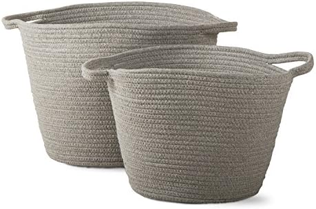 Cross Stitch Cord Basket Set of 2 (Gray)