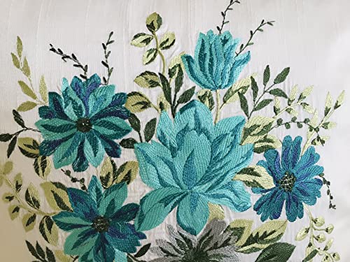 Image of TARA- Sparkling Homes Embroidered Cushion Covers 16 X 16 Inches In Cotton Silk, My Fair Lady (Aqua Blue, 16 X 16 Inches),250 TC