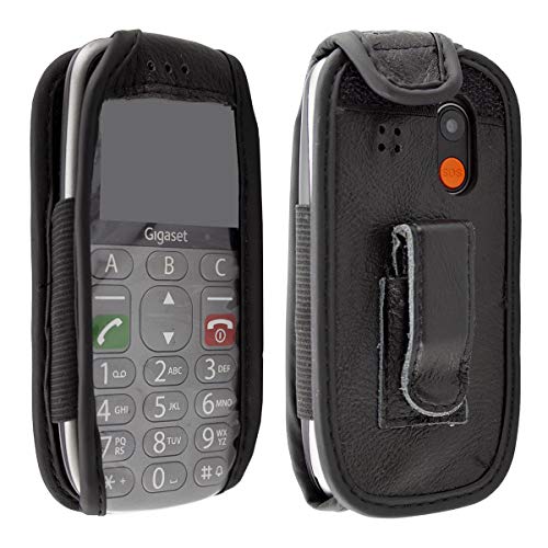 caseroxx Leather-Case with belt clip compatible with Gigaset GL390 / GL395 made from genuine leather