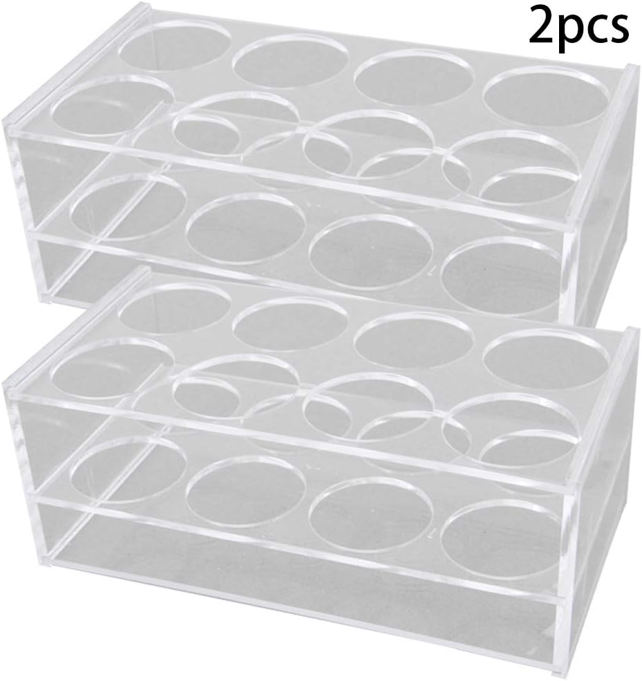 Othmro 2Pcs Acrylic Test Tube Rack Holder, 40mm 8Well Centrifuge Tube Holder, Rectangular Plastic Stand Bracket Rack Test Tube Rack for Labortory Holder Party Favors Decoration Transparent