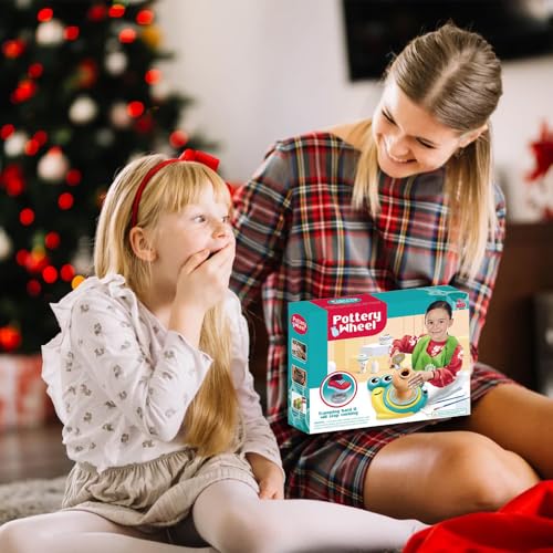 ONFAMICO Kids Pottery Wheel Kit - Arts & Crafts Set for Ages 6-12, Perfect Birthday & Holiday Gift for Boys and Girls, Creative Fun for 8 9 10 11 12 Year Olds (Fox)