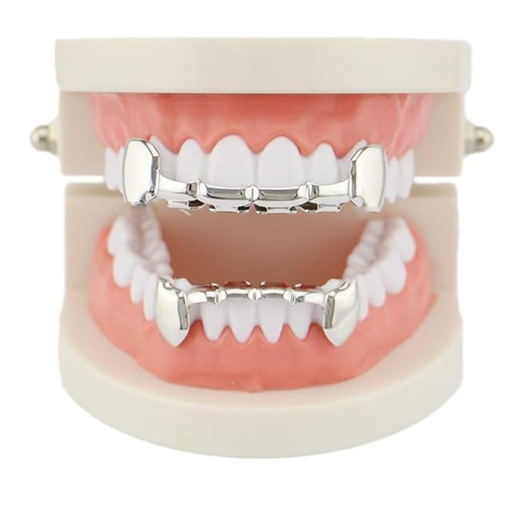 SSyang Hip Hop Teeth Grills for Mouth Braces Decoration Silver 392, as the picture shows - Image 4