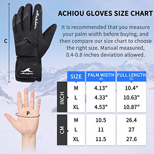 Achiou Winter Snow Ski Gloves For Men Women, Warm Waterproof Skiing Gloves For -30℉ Cold Weather, Touchscreen Snowboard Glove #TOP5