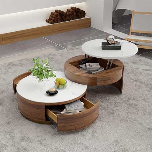 POVISON Lift Top Coffee Table with Storage Shelves and Hidden