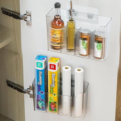 Organizador Bajo Fregadero Cocina Transparente, 2 en 1 para Espacios Estrechos – Soporte para Bolsas y Mandos a Distancia de Pared, Diseño Compacto Sin BPA, Ideal Aluminio, Film y Accesorios Baño
