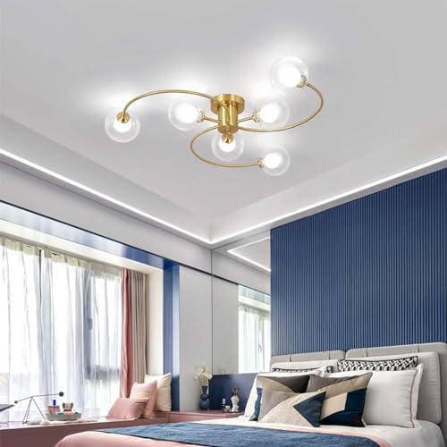 Luminaire suspendu salon et cuisine à manger dorée à 6 ou 8 lumières