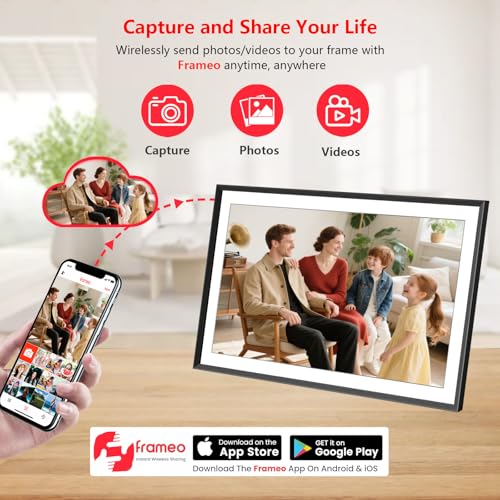 Image of AKImart 15.6 Inch Large Digital Photo Frame, Digital Picture Frame WiFi, IPS HD Touch Screen 32GB Storage Photo Frame with Auto-Rotate Instant Share Photo /Video Sharing via Frameo App, Gift for Mom