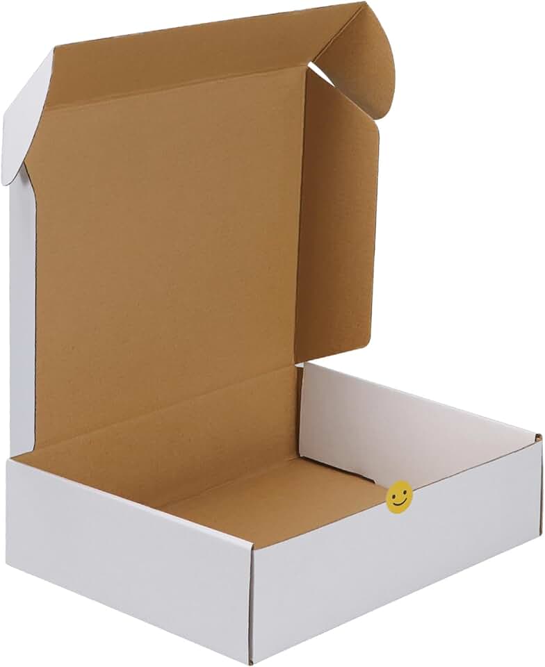 HORLIMER 12x9x4 inches Shipping Boxes Set of 1, White Corrugated Cardboard Mailer Box for Packing, Mailing, Small Business