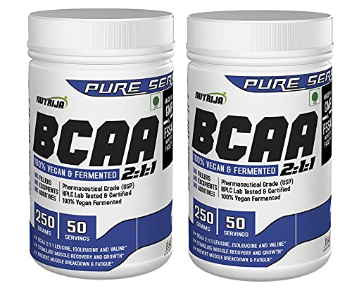 NutriJa BCAA - 100% Fermentated & Vegan - Zero Carb, No Fillers |Muscle Recovery & Endurance-500 Grams (250X2) (Unflavored) (B0844KGHNX) Amazon Price History, Amazon Price Tracker