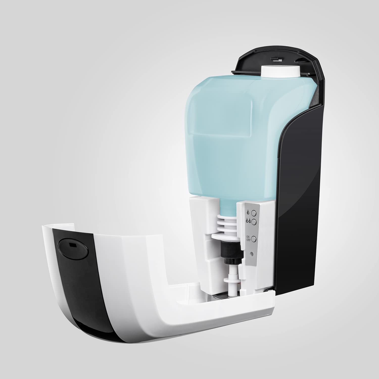Automatischer Desinfektionsspender 1000 ml automatik Sprühspender mit Nebeldüse für Flüssigmittel berührungslose Handdesinfektion Infrarot elektrisch Batteriebetrieb für Wandmontage Schwarz/Weiß