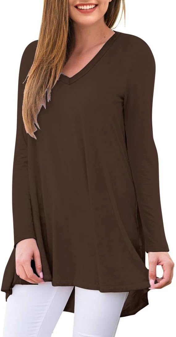 AWULIFFAN Women's Fall Long Sleeve V-Neck T-Shirt Sleepwear Tunic Tops Blouse Shirts - Image 2