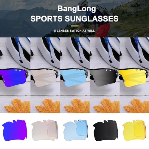Image of BangLong Polarized UV400 Sports Sunglasses with 5 Lenses for Men Women