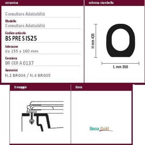 ERCOS Sedile Compatibile con Fiorile Lato Parete