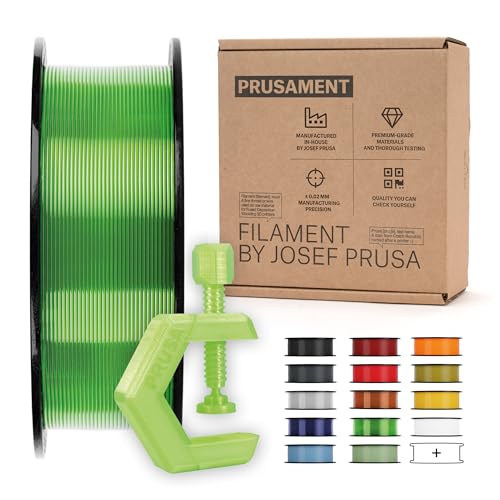 Image of Prusament 3D Printer Premium Filament PETG Neon Green Transparent 1.75mm - 1kg Spool - High Precision ±0.02 mm - Low Stringing - Strong Layer Bond - No Tangling - Ideal for Beginners & Professionals