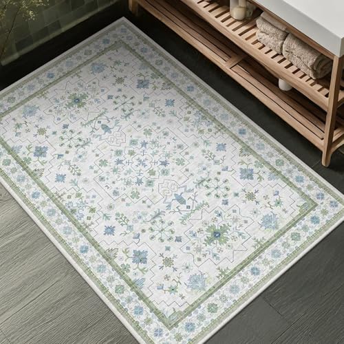 Washable Boho Bathroom Rug 2x3 - Small Throw Area Rugs