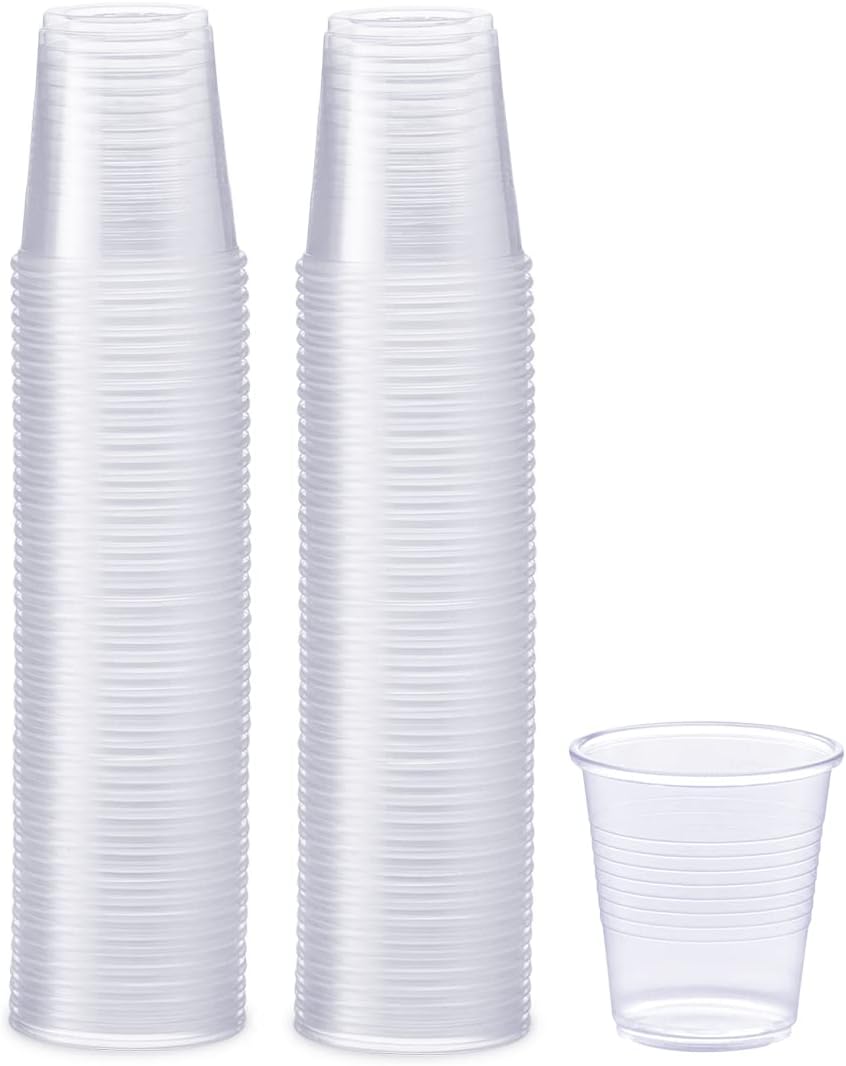 GUSTO Clear Plastic Cups [3 oz - 100 Count] – Small Disposable Drinking Cups for Water, Mouthwash, Bathroom, Tasting & More – Crystal Clear, BPA-Free, Durable Polypropylene (Formerly Comfy Package)