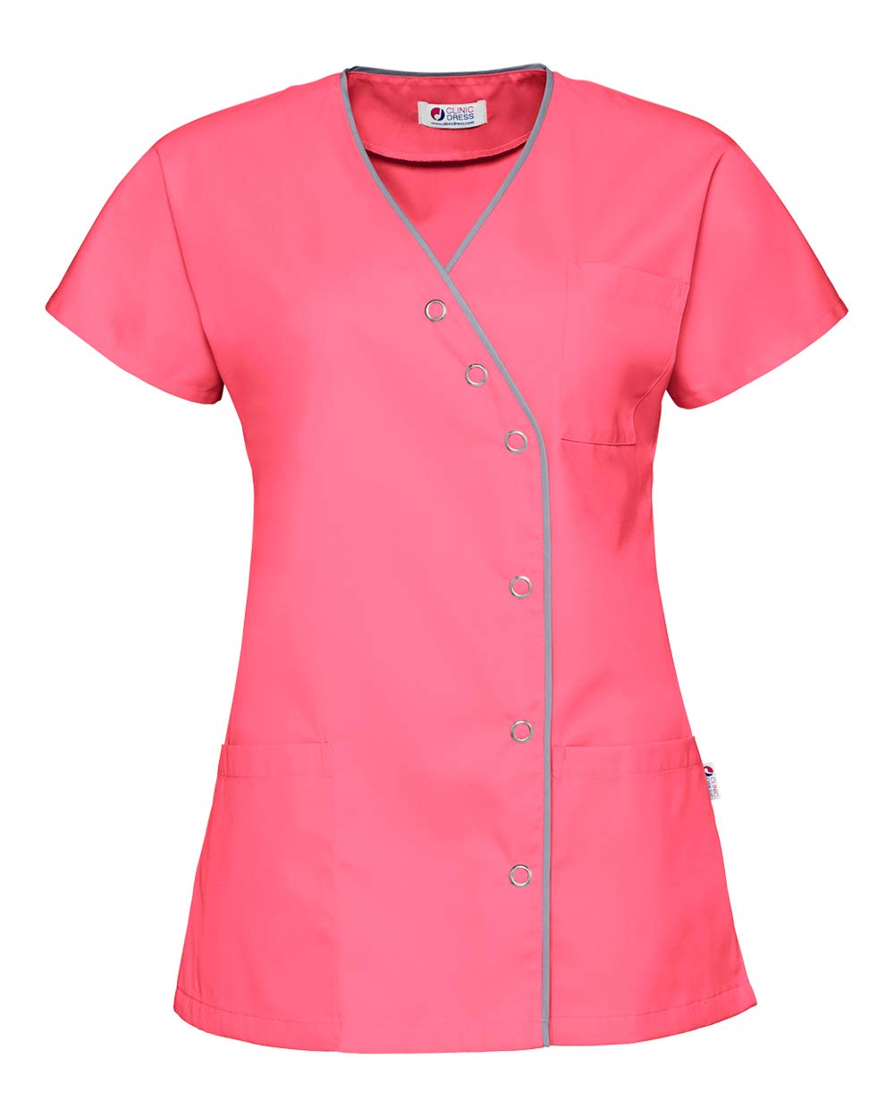 CLINIC DRESS Kasack für Damen Fledermausarm V-Ausschnitt Brusttasche 50% Baumwolle 60°