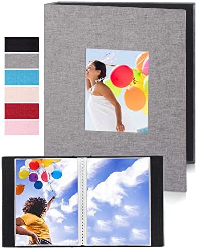 ALBUMAX 64 8x10 Photo Album Book – with Top Slip in Clear Pockets Holds 8x10 Photos, Linen Photo Album for 8x10 Pictures, Artwork Storage, Light Grey