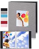 ALBUMAX 64 8x10 Photo Album Book – with Top Slip in Clear Pockets Holds 8x10 Photos, Linen Photo Alb