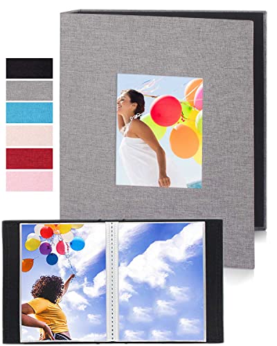 Albumax 64 8X10 Photo Album Book – With Top Slip In Clear Pockets Holds 8X10 Photos, Linen Photo Album For 8X10 Pictures, Artwork Storage, Light Grey #TOP27