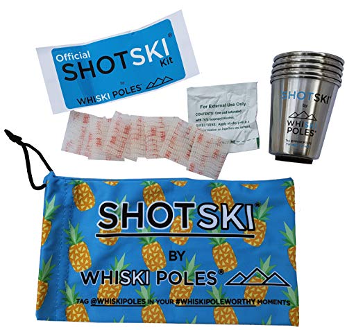 Official Shotski Kit - Instantly Turn Your Everyday Gear Into A Shot Ski! Removable, Shatterproof Stainless Steel Shot Glasses, Installs In Seconds, No Tools Required! Apres Ski Gift (4) #TOP1