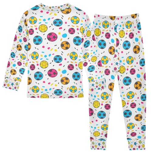 senya Multicolor Soccer Confetti Pajamas Set Long Sleeve Soft Cotton Sleepwear 2 Piece2