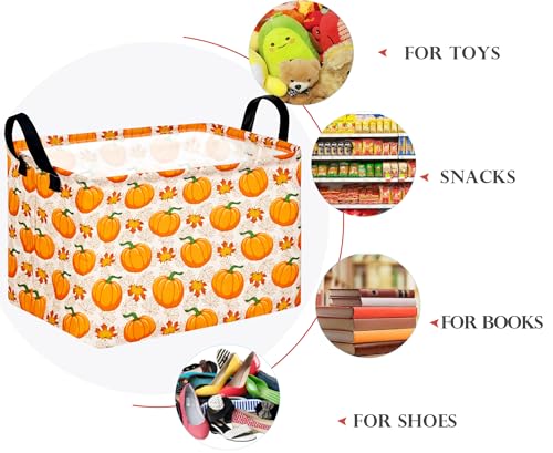 Image of Baby Storage Basket Nursery Box Laundry Hamper Organization Bins for Toys and Clothes with Handles (Autumn Festival)