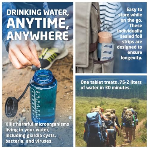 Image of Aquatabs 49mg Water Purification Tablets (100 Pack). Water Filtration System for Hiking, Backpacking, Camping, Emergencies, Survival, and Home-Use. Easy to Use Treatment and Disinfection.
