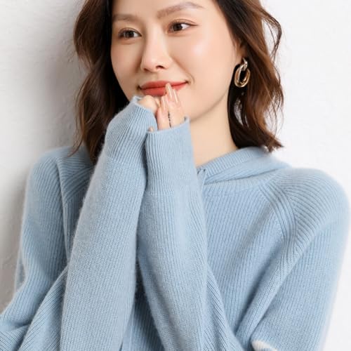 Image of Women's Long Sleeve Hoodie Cashmere and Wool Blend Pullover Tops Sweater