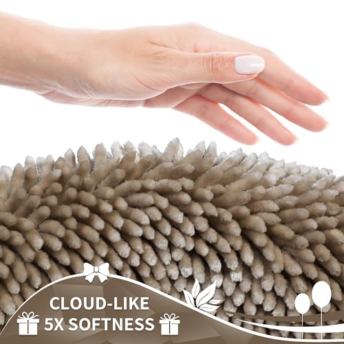 Image of Yimobra Chenille Bathroom Rugs Non Slip, Extra Thick Soft Absorbent Bath Rug 31.5x20 Inch, Machine Washable Quick Dry Bath Mat for Bathroom Floor, Tub and Shower, Home Decor Accessories, Camel