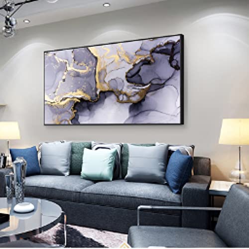 Impression sur toile abstrait or gris blanc déco salon moderne 70x120cm