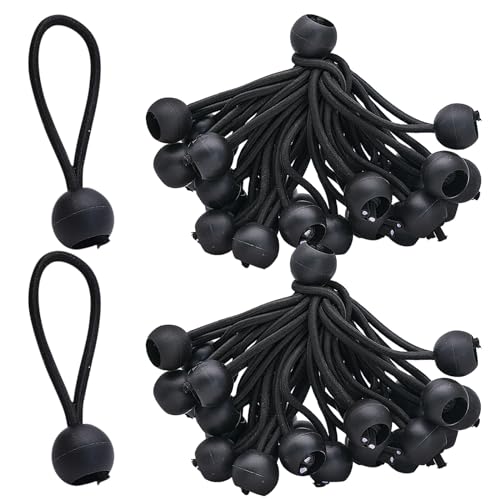 Fahibin 50 Pcs 4-Inch Bungee Balls, Elastic Straps for Tarpaulins Camping, Boat Shelters, Marquees, Garden