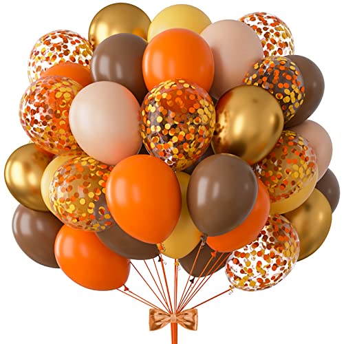 Fall Balloons 83PCS-Fall Color Balloons Garland Arch Kit with Burnt Orange Sand White and Metallic Gold Balloons for Fall Baby Shower Decorations Autumn Birthday Party and Harvest Festival Decor