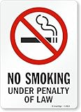 Smartsign S-9623-PL-10 'No Smoking Under Penalty of Law' Plastic Sign, 10' Length, 7' Width, 0.5' Height