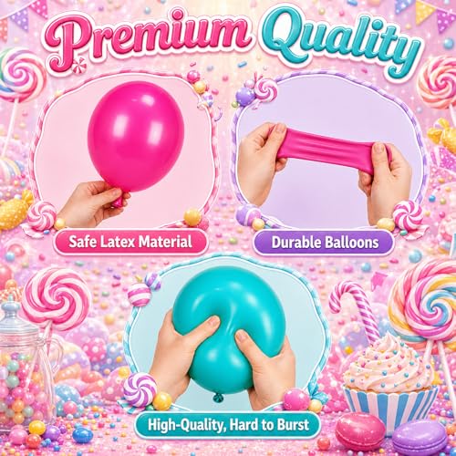 Image of Rainbow Balloons, 50Pcs 12 Inch Yellow Green Pink Teal Orange Latex