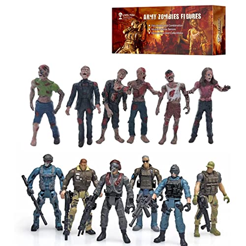 LIVELYOU Warrior Battle Toys,Army Men and Zombie Figures Realistic Battle Games Playsets Decoration Collection Birthday Gifts for Adults Boys Kids