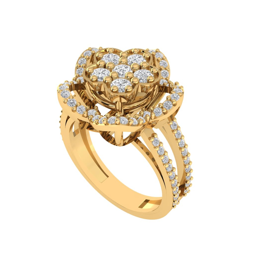 Gold Plated Pure 925 Sterling Silver Floral Ring | Diamond Ring for Women and Girls | Model RSY00043-image-15